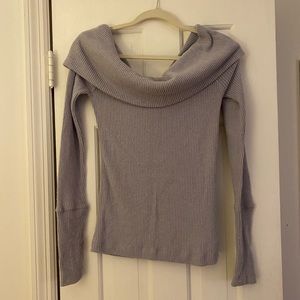 Free People. Size S. Ribbed, gray, off the shoulder top. Brand New without tags.